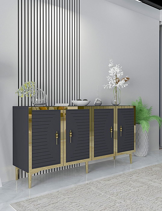 Hanah Home Consola Antracita y Dorado 150cm